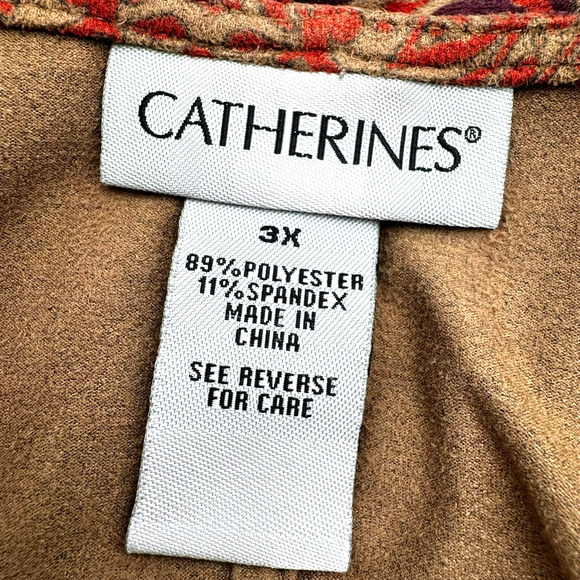 CATHERINES Women's 3X Brown Floral Paisley Western Cardigan Open Cover Up Boho - Picture 4 of 7